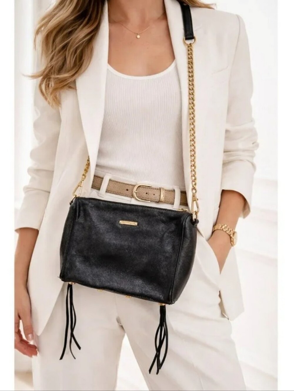 Rebbecca Minkoff Mini 5 Zip Black Leather Crossbody Bag W/ Dust Bag